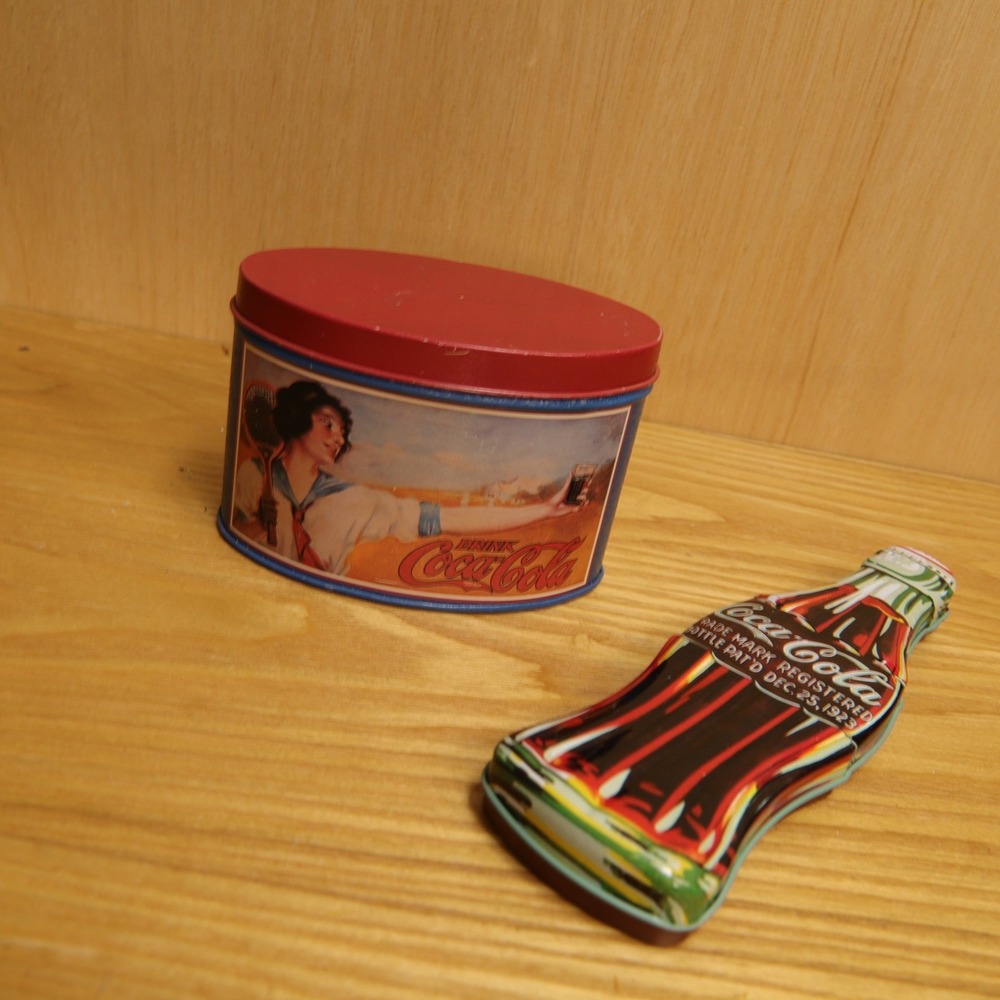 Coca-Cola Collectible Tin Set Vintage Style Oval Tennis Girl & 1923 Bottle Tin